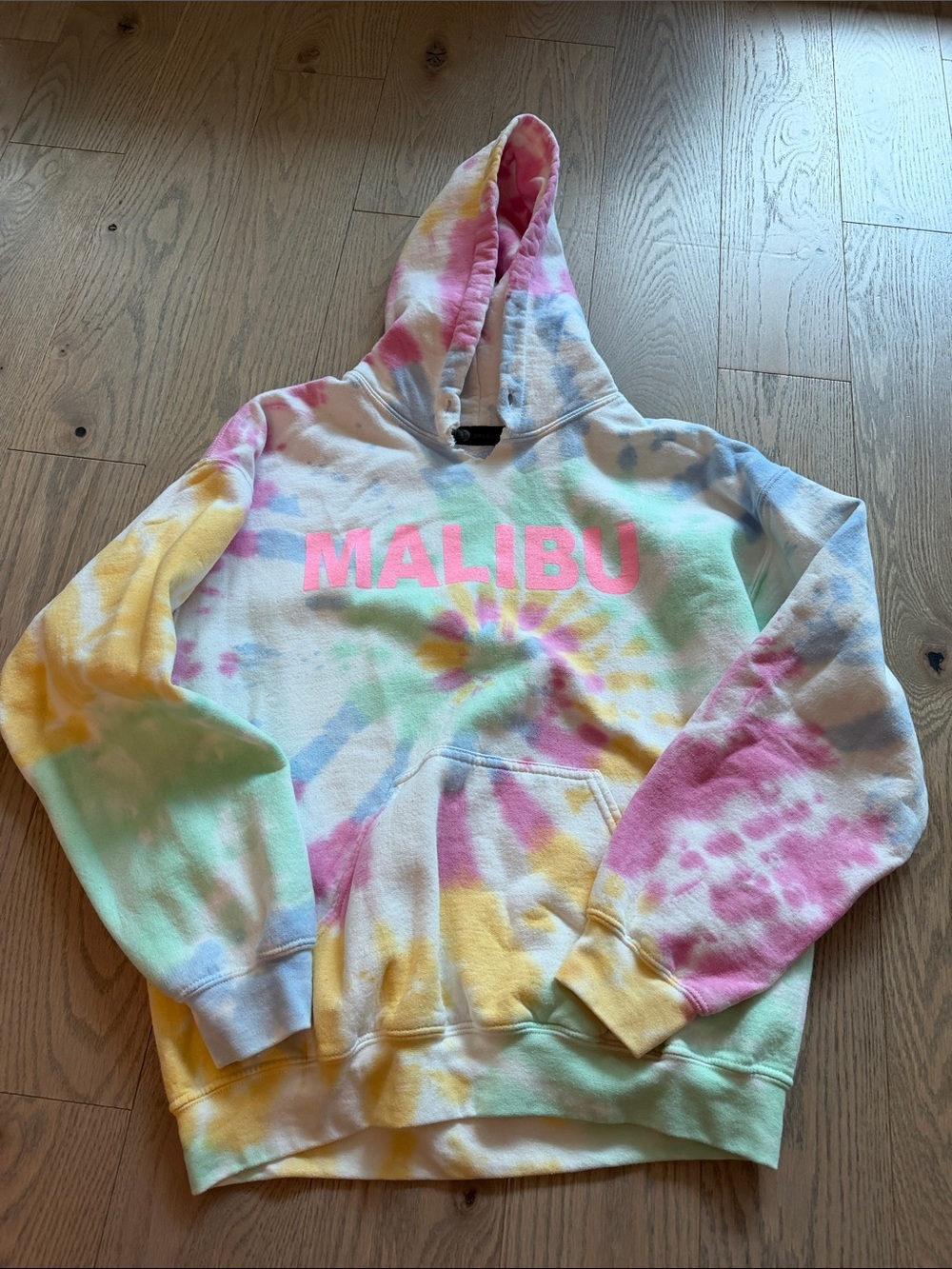 Malibu Tie-Dye Pastel Hooded Sweatshirt - Pink Multicolor